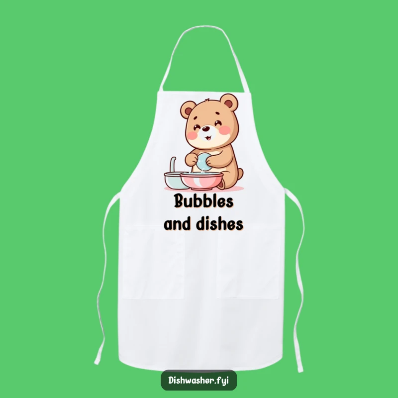 Funny Bear Washing Dishes Apron: Keep Clean & Cook with Cheer!