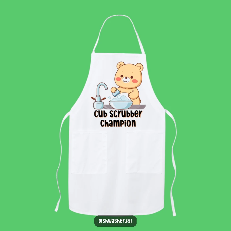 Funny Bear Dishwashing Apron: Scrub with Joy - Kitchen Fun!