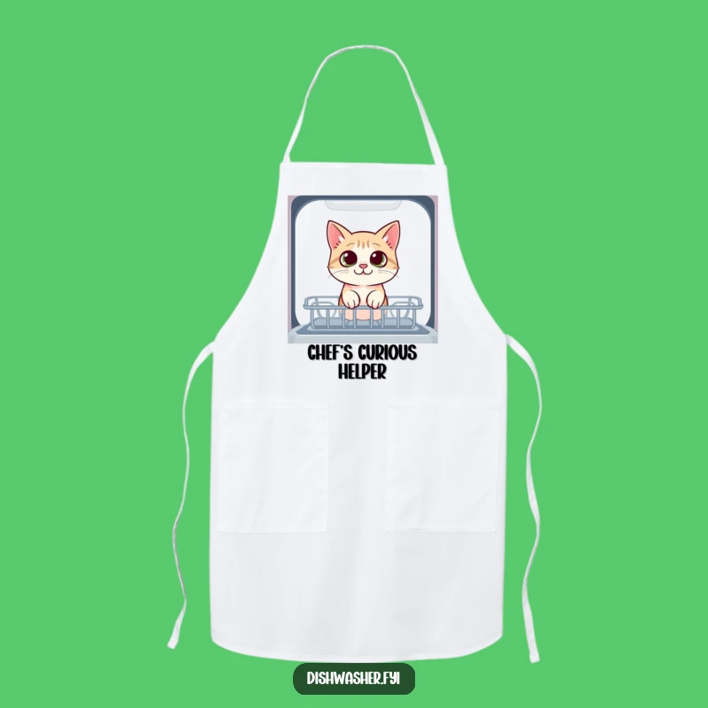 Funny Chef Cat Apron: Curious Dishwasher Peek, Perfect Funny Gift