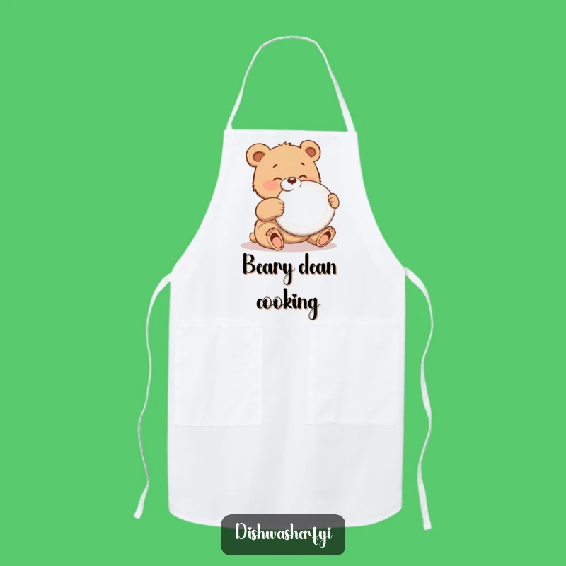 Funny Polishing Bear Apron: Cook with Gleam and Kitchen Humor