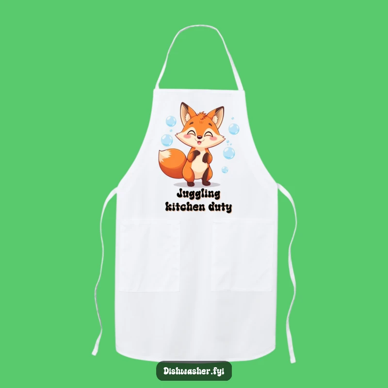 Funny Fox Juggling Bubbles Apron: Cook with Playful Mischief!