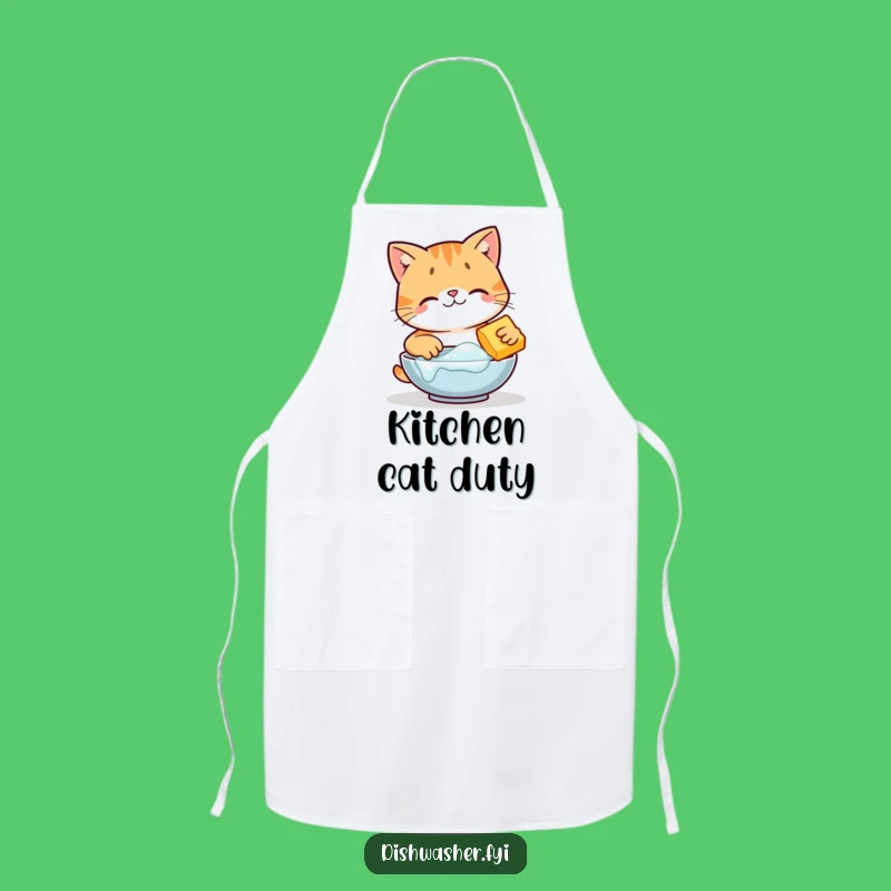 Funny Happy Cat Scrubbing Apron, Cute Cleaning Cat Kitchen Wear, Perfect Chef's Funny Gift