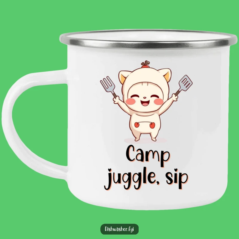 Funny Juggling Utensils Character Camping Mug - Outdoor Mischief