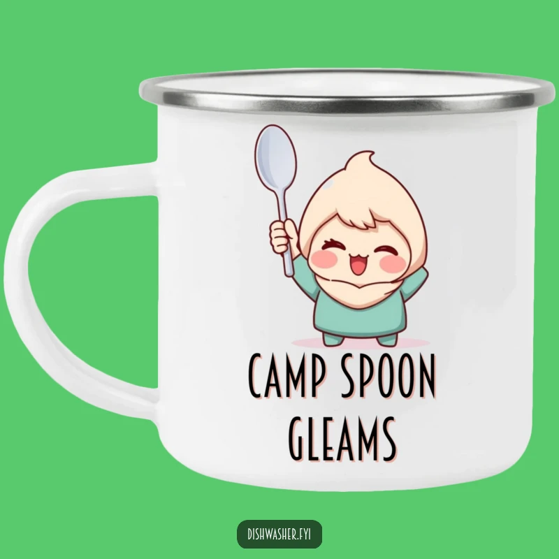 Funny Clean Spoon Character Camping Mug - Outdoor Triumph Humor