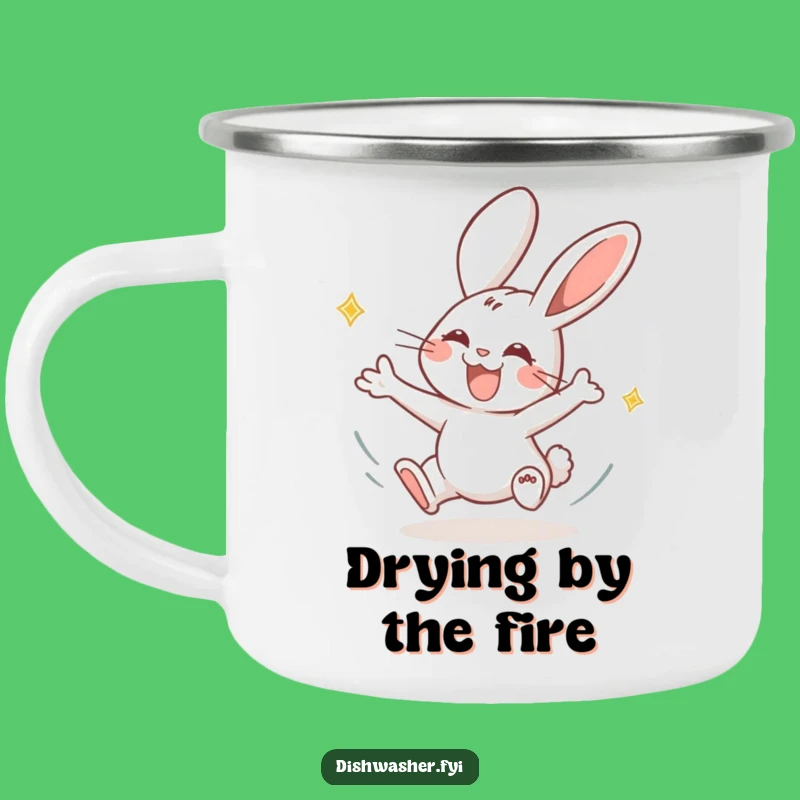 Funny Rabbit Drying Plates Camping Mug: Fast Sips for Energetic Outdoors!