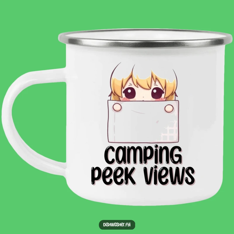 Funny Curious Character Camping Mug - Adventure Peek