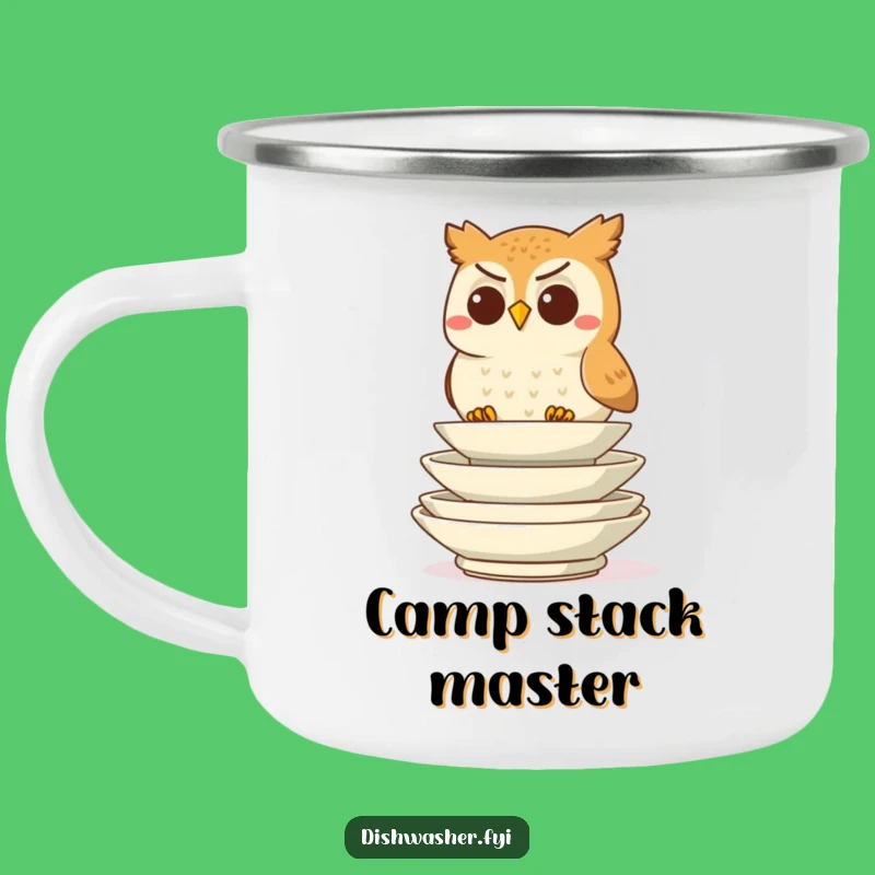 Funny Determined Owl Stacking Camping Mug, Durable Organizer Camp Cup, Perfect Outdoor Wise Gift