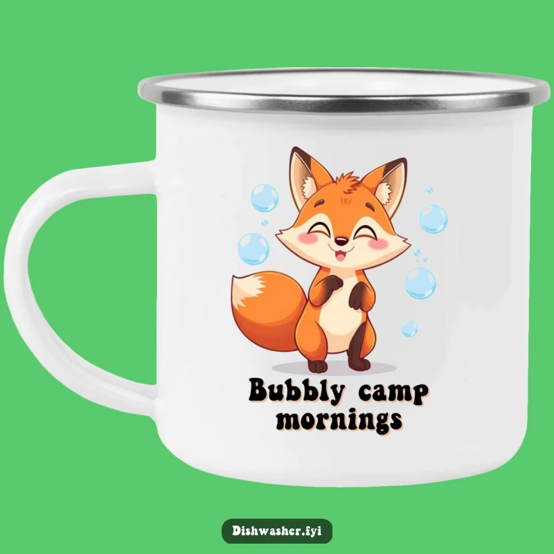 Funny Fox Juggling Bubbles Camping Mug: Playful Sips for Outdoor Fun!