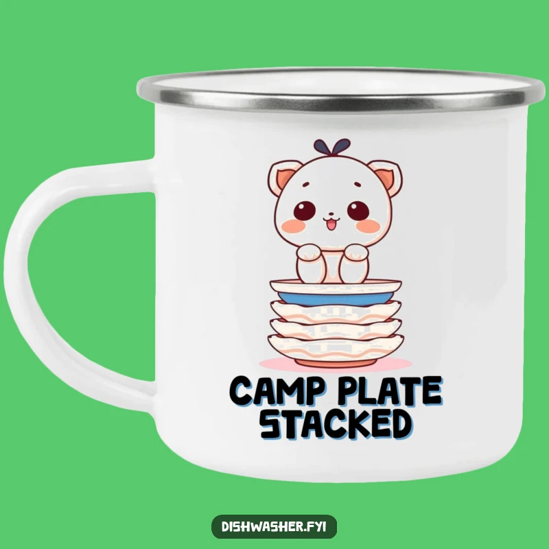 Funny Plate Stacking Character Camping Mug: Outdoor Organized Humor, Adventure Funny Gift