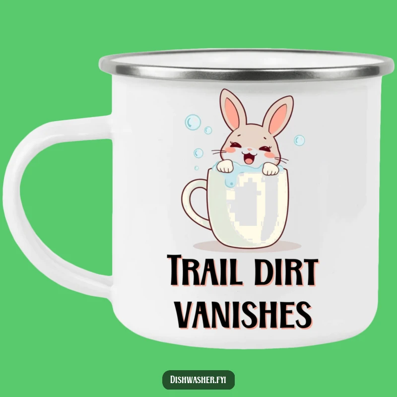 Funny Scrubbing Rabbit Camping Mug: Clean Vibes for Your Outdoor Adventures