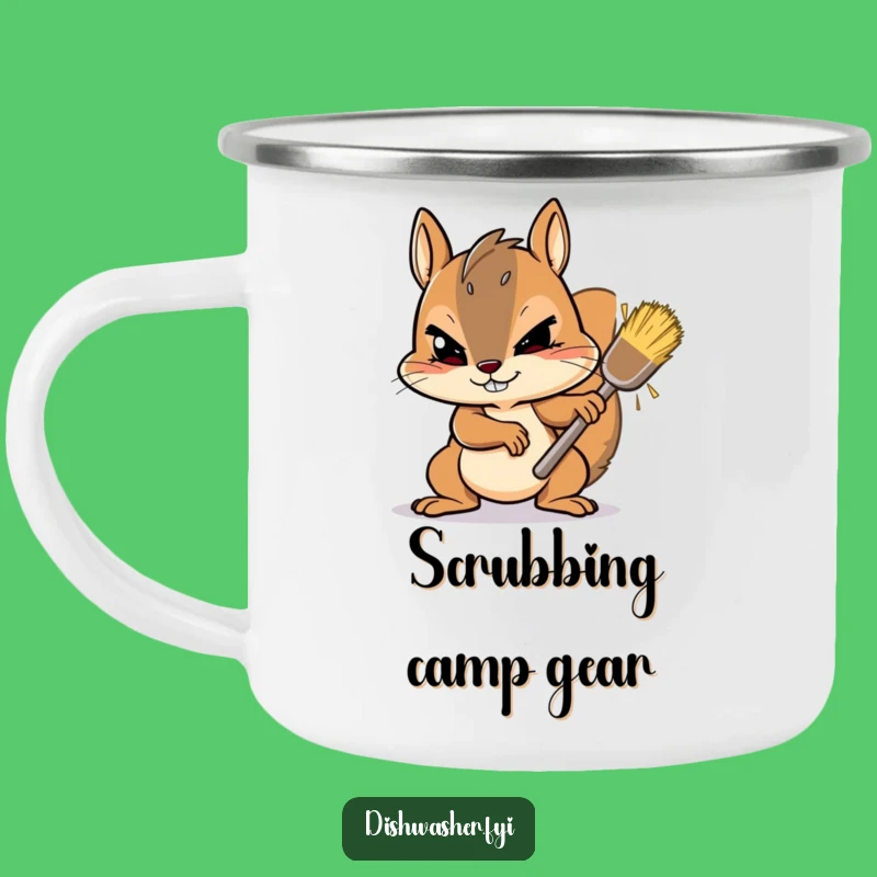 Funny Squirrel Scrubbing Camping Mug: Determined Gusto - Adventure Ready!