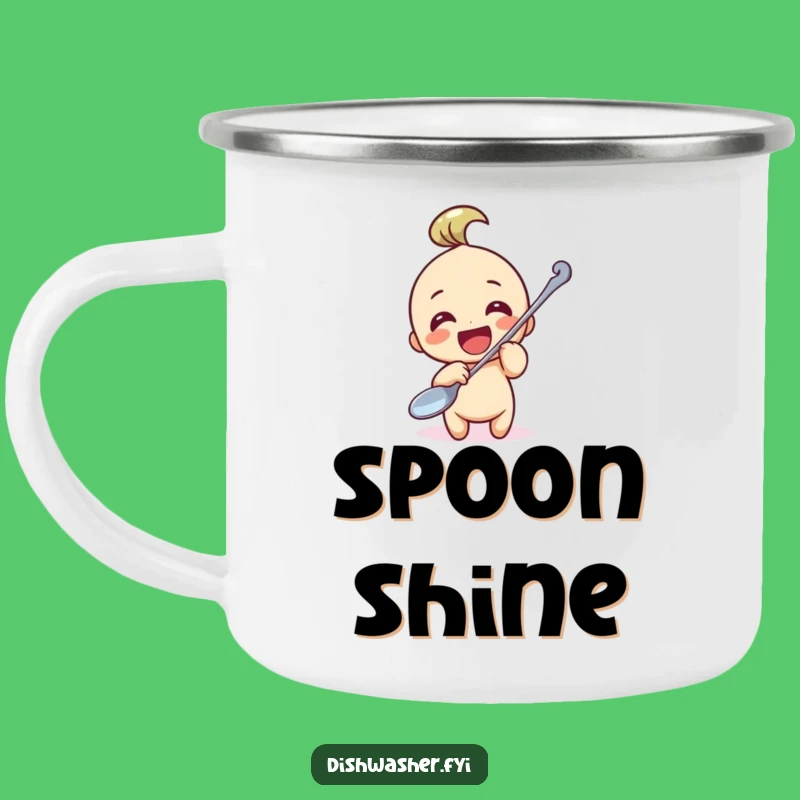 Funny Spoon Polisher Camping Mug: Adventure with Hilarious Character Art