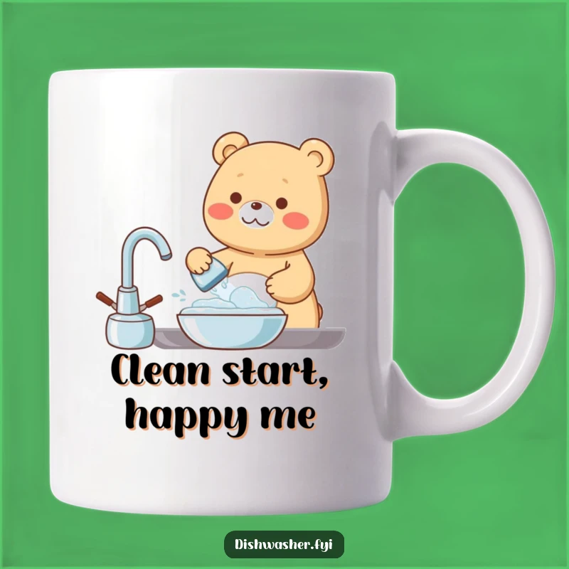 Funny Bear Washing Dishes Mug: Bubbly & Happy - Perfect Funny Gift!