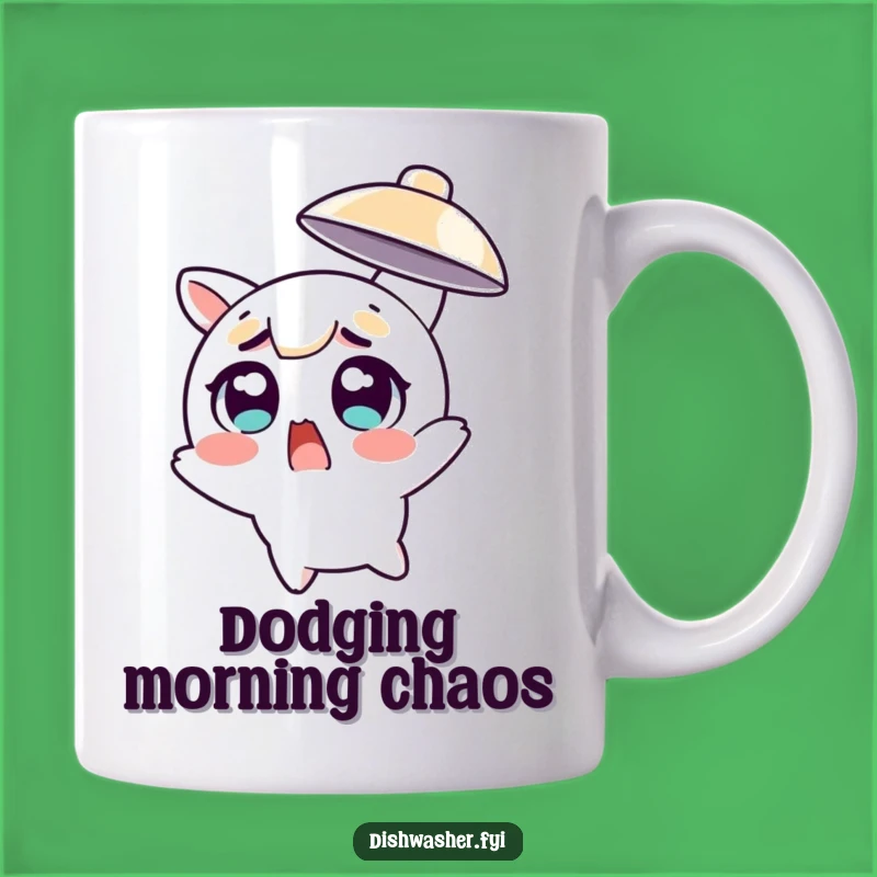 Funny Dodging Dish Mug - Surprised Character Reaction Gift