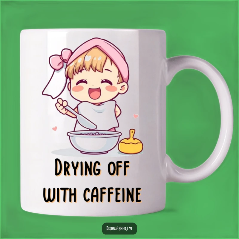 Funny Cheerful Character Drying Dishes Mug: A Hilarious Kitchen Gift for Her