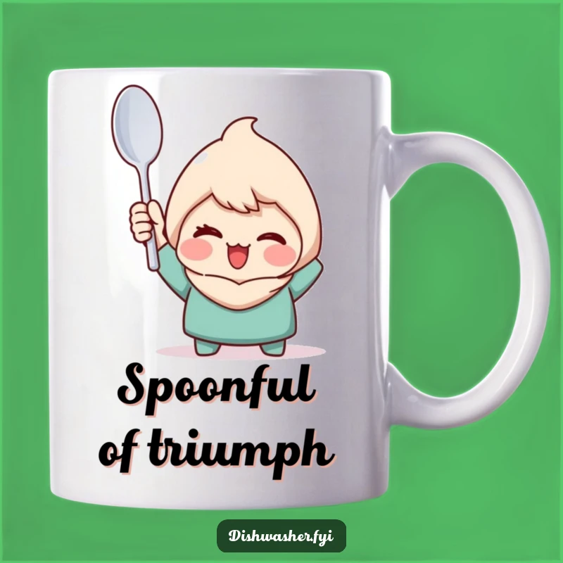 Funny Clean Spoon Character Mug - Triumphant Kitchen Humor Gift