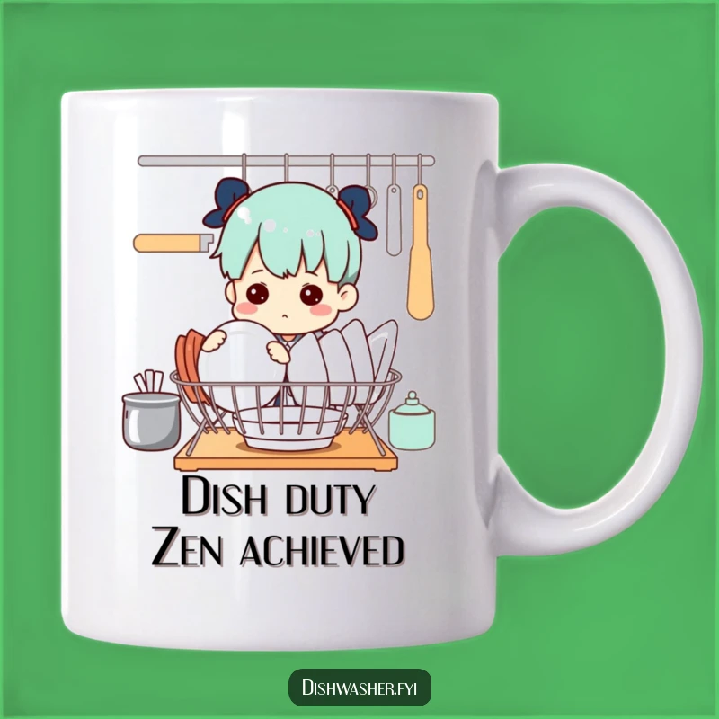 Funny Dish Arranger Mug: Determined Character's Spotless Kitchen Humor Gift