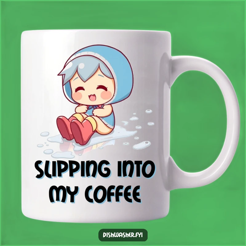 Funny Floor Slider Mug: Playful Character's Wet Boot Humor Gift