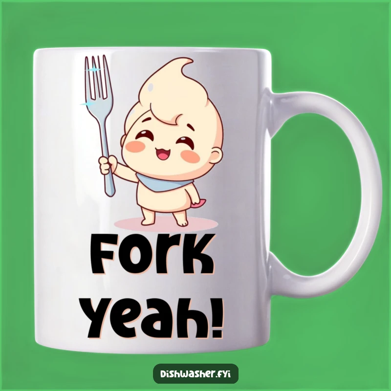 Funny Fork Character Mug: Sparkling Clean Victory is a Great Funny Gift