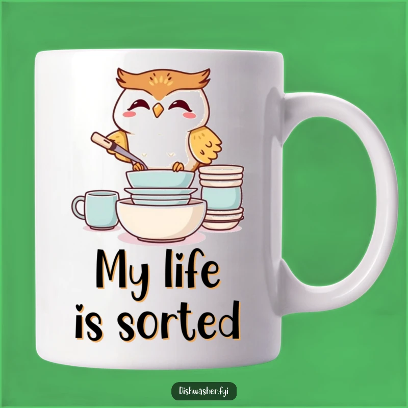 Funny Giggling Owl Stacking Dishes Mug: The Perfect Gift for a Tidy Humor Lover