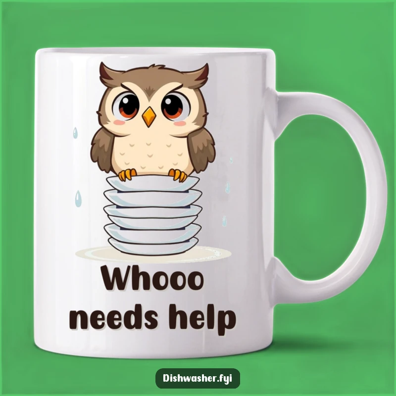 Funny Owl Stacking Plates Mug: Humorous Kitchen Mishap for Coffee Lovers