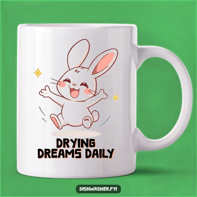 Funny Rabbit Drying Plates Mug: Speedy Smiles for Your Morning Brew!
