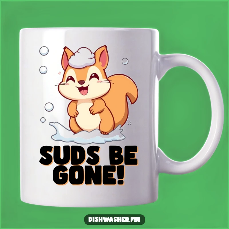 Funny Squirrel Suds Chase Mug, Playful Critter Gift, Hilarious Cleaning Companion Cup