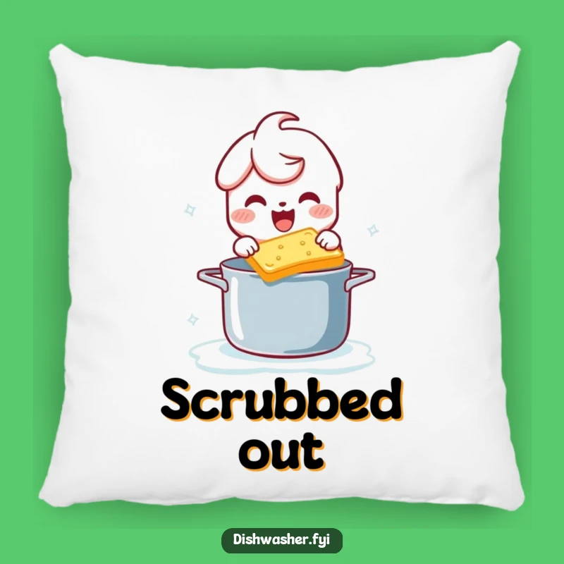 Funny Scrubbing Character Pillow: Cozy Pot Cleaning Humor, Cute Funny Gift