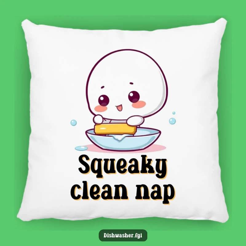 Funny Squeegee Dish Pillow: Playful Character, Comfy Gleaming Decor
