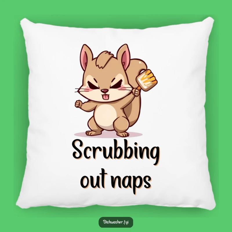 Funny Squirrel Scrubbing Pillow: Snuggle Up with Determined, Cozy Comfort!