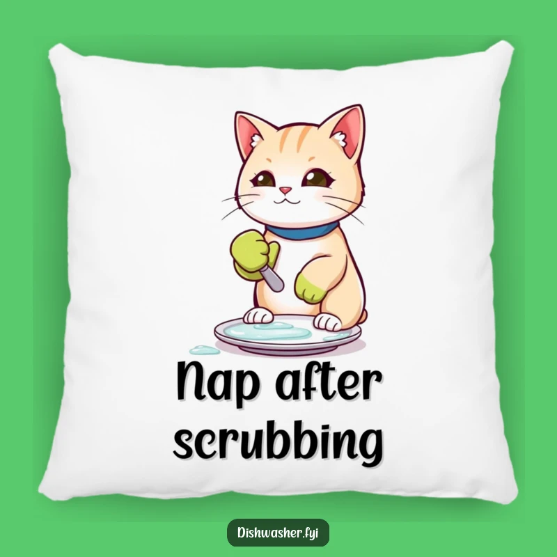 Funny Scrubbing Cat Pillow: Cozy Comfort with a Clean Twist, A Cute Funny Gift