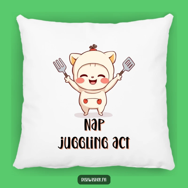 Funny Juggling Utensils Character Pillow - Cozy Mischief Decor Gift