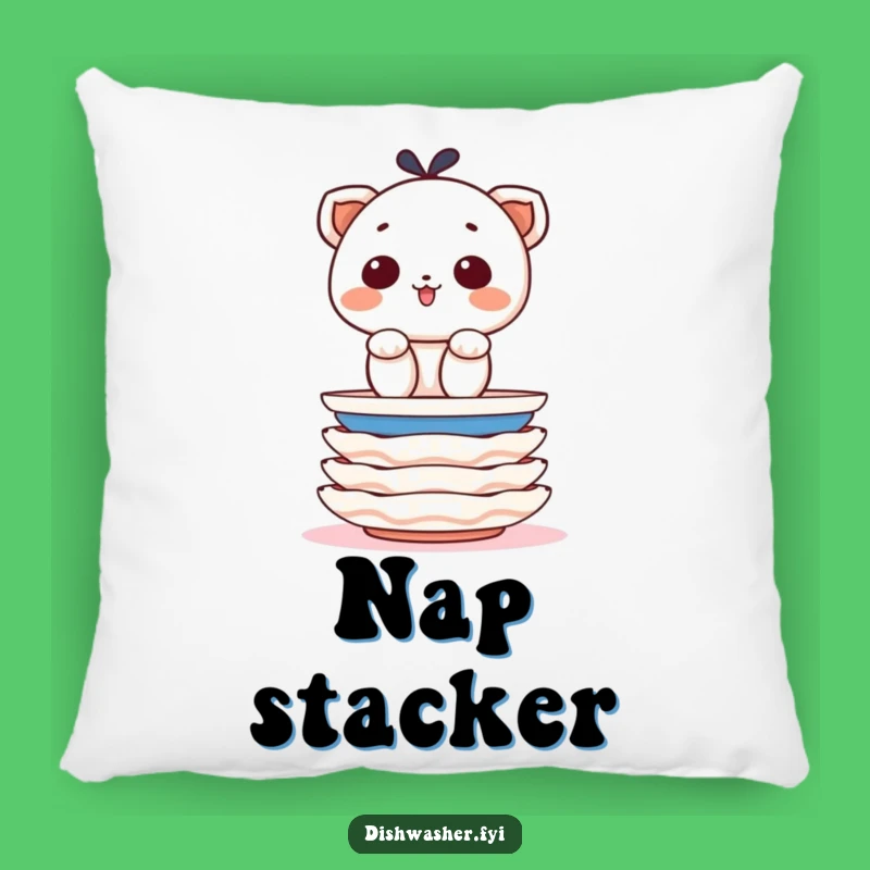 Funny Plate Stacking Character Pillow: Cozy Organized Humor, Cute Funny Gift