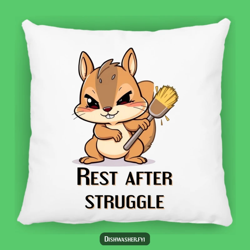Funny Squirrel Scrubbing Pillow: Cozy Determined Comfort - Soft & Cute!