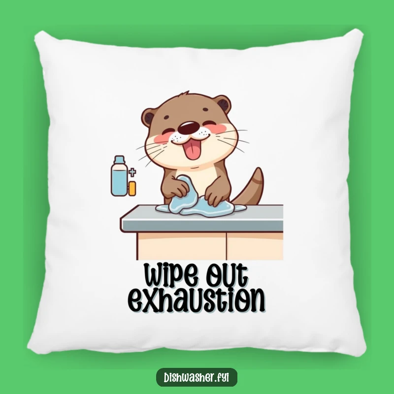 Funny Otter Cleaning Pillow: Comfy Cushion with an Enthusiastic Sea Mammal's Touch, A Plush Funny Gift