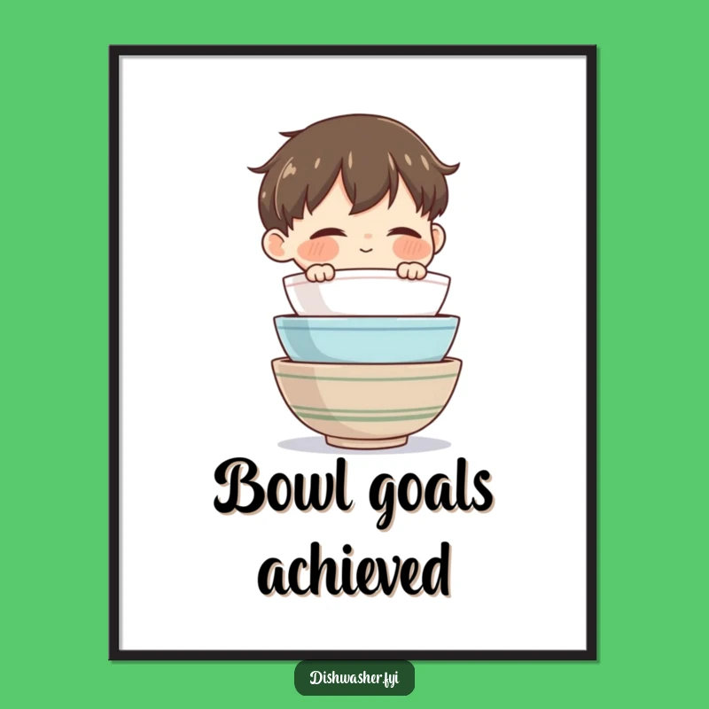 Funny Bowl Master Digital Art Print: Instant Domestic Bliss and Tidy Decor