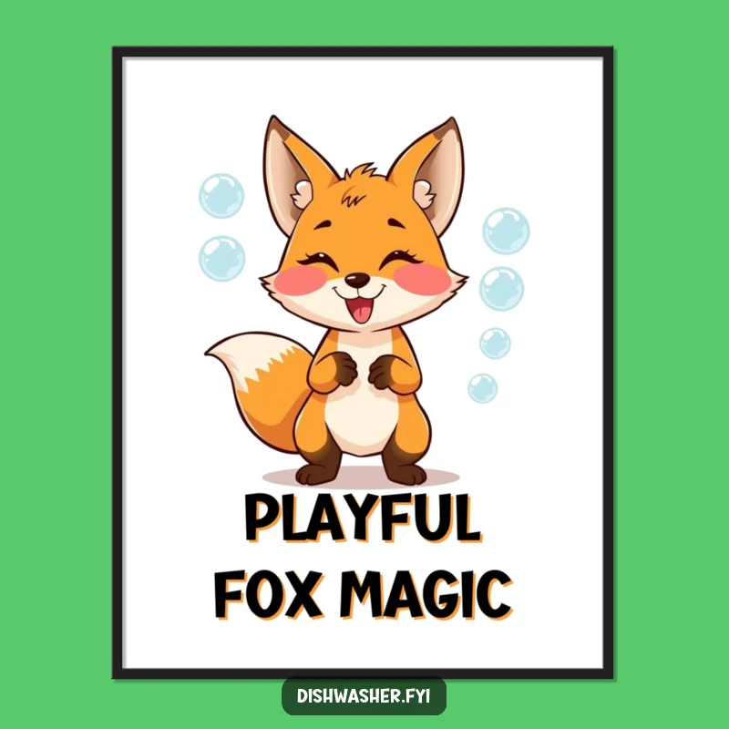 Funny Fox Juggling Bubbles Digital Art: Playful Glee - Instant Fun!