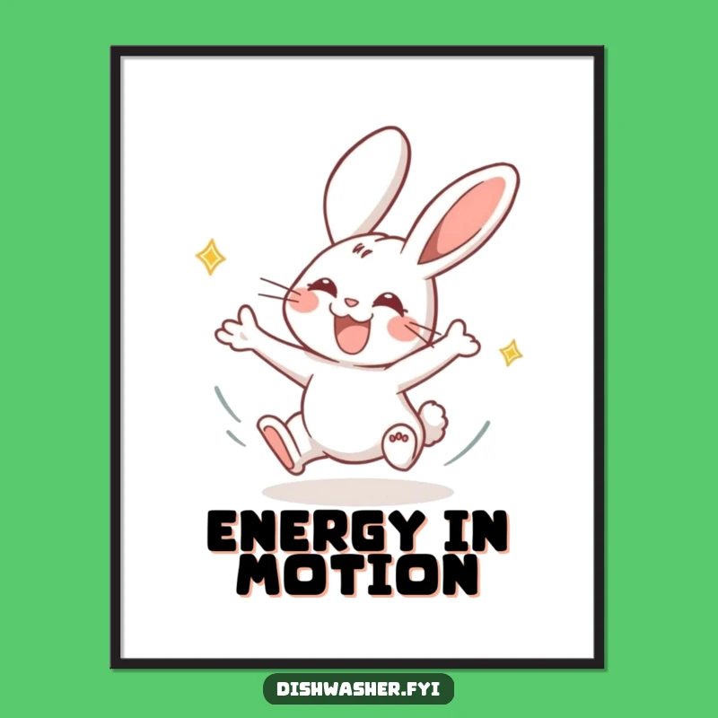 Funny Rabbit Drying Plates Digital Art: Instant Energetic Decor!