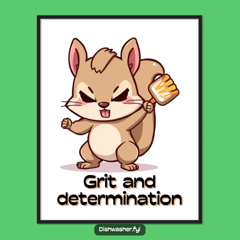 Funny Squirrel Scrubbing Digital Art: Instant Motivational Decor!