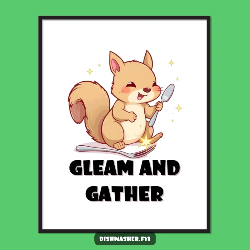 Funny Squirrel Digital Art: Woodland Cutlery Decor for Humorous Homes