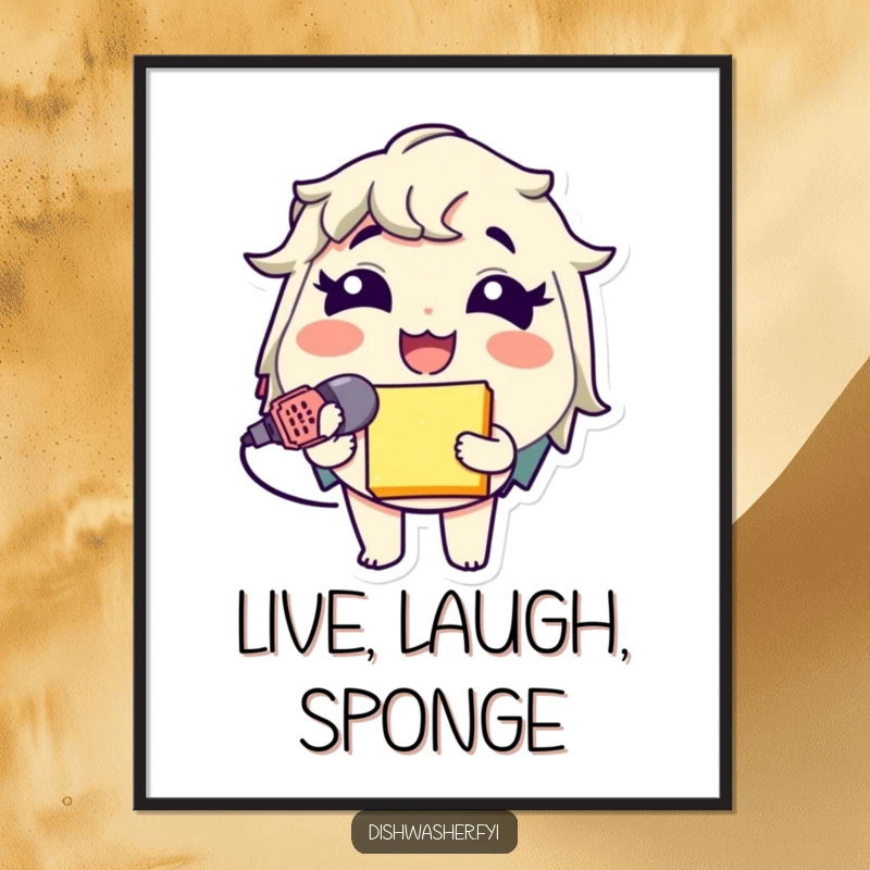 Funny Sponge Mic Digital Art Print of a character with a sponge microphone, ready to be printed for instant karaoke fun and humor.