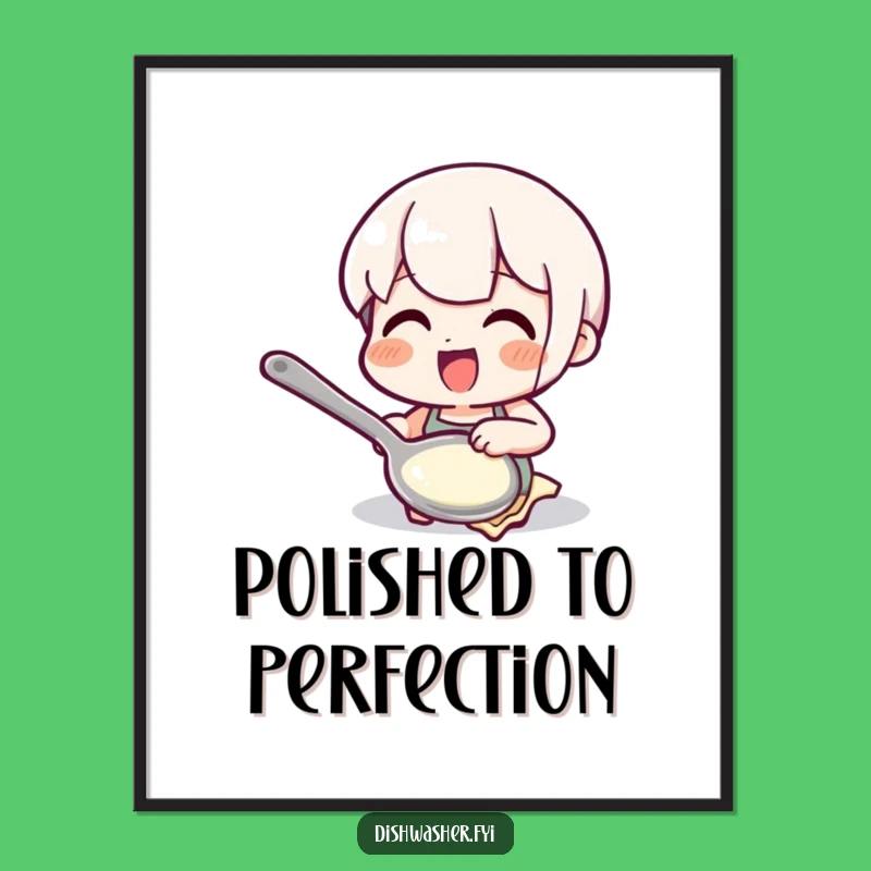 Funny Polishing Spoon Digital Print: Instant Sparkle and Joy
