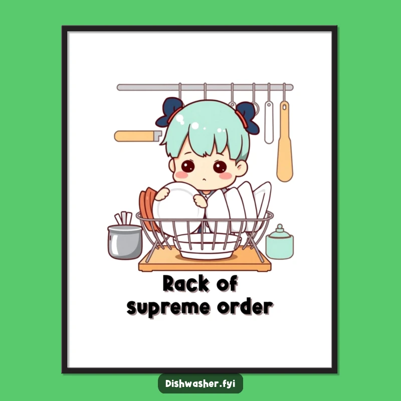 Funny Determined Dish Arranger Digital Print: Humorous Wall Art Gift