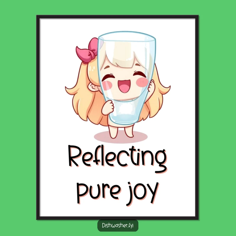 Funny Spotless Glass Digital Art: Joyful Character Printable Cleaning Humor Decor
