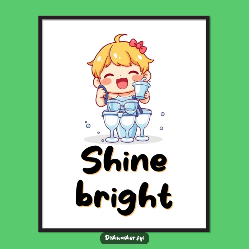 Funny Delighted Character Rinsing Glasses Digital Art: Hilarious Instant Gift