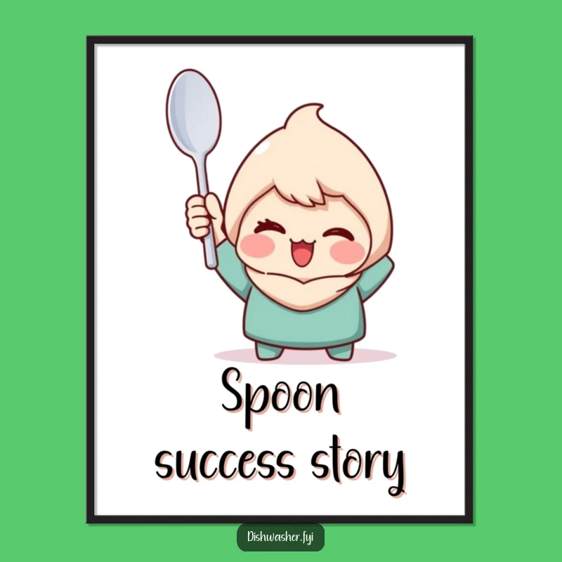 Funny Clean Spoon Character Digital Art - Triumphant Kitchen Decor