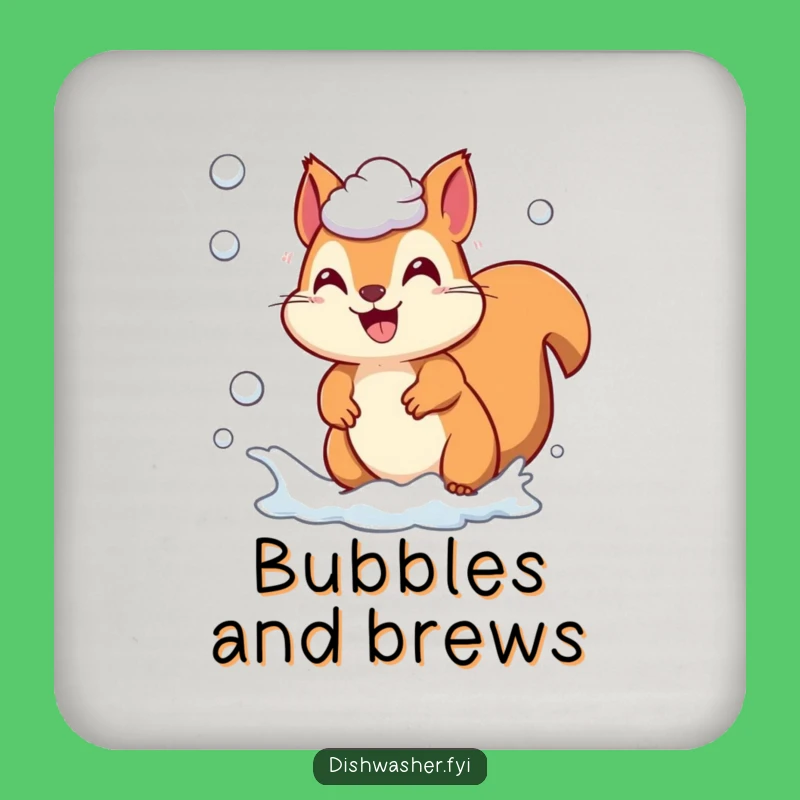 Funny Squirrel Suds Chase Coaster, Playful Critter Drink Protector, Unique Nature Gift