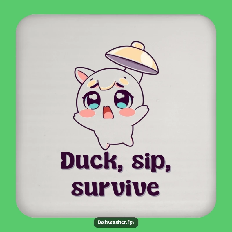 Funny Dodging Dish Coaster - Protect Surfaces with Humor