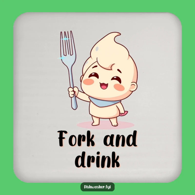 Funny Fork Character Coaster: Protect Surfaces with Sparkling Clean Success