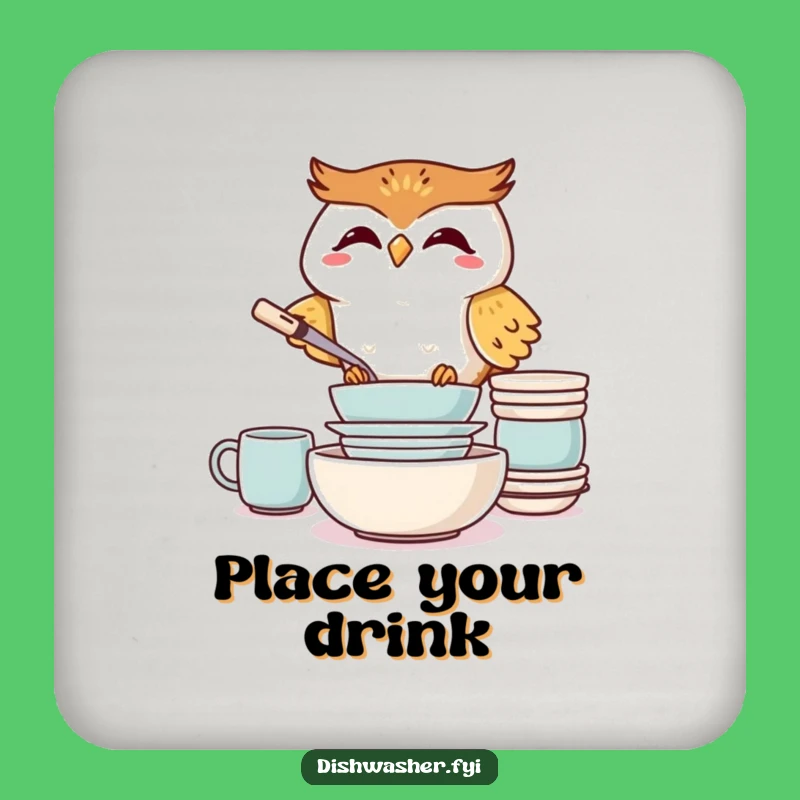 Funny Giggling Owl Coaster Set: Protect Surfaces with Dish Stacking Humor